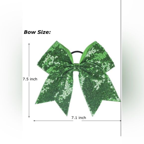 4 PACK 8" Girls Large Sequin Cheer Bows Teens Elastic Ponytail Hair Bow NIP - Picture 3 of 6